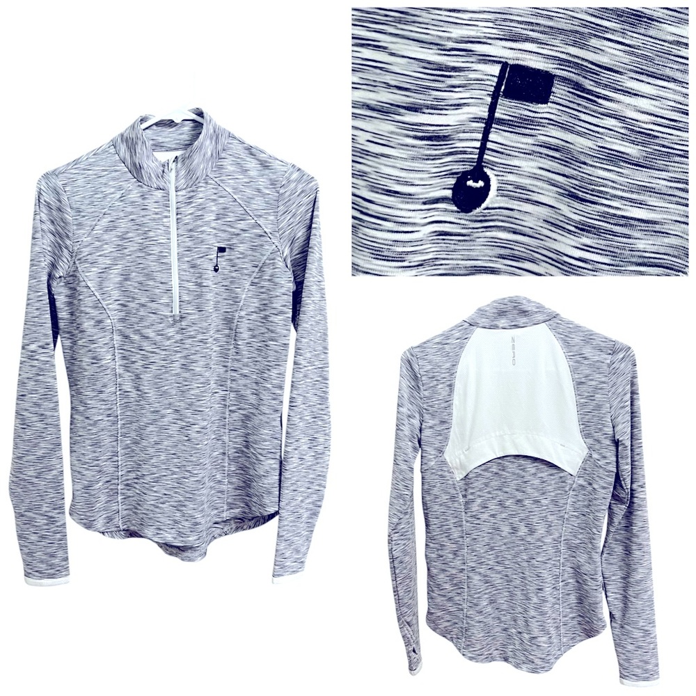 ZERO RESTRICTION WOMENS GREY SHAE ZIP MOCK GOLF EMBROIDERED PULLOVER X-SMALL
